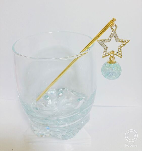 星パーツとクラックビーズ のかんざし