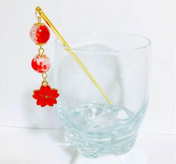 桜のかんざし 赤系