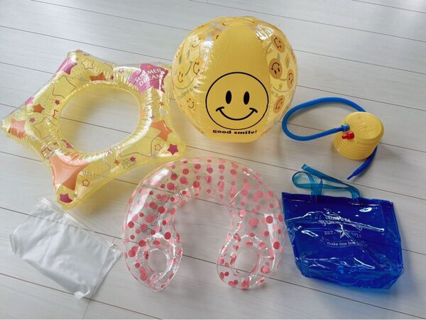 キッズ ビニール浮き輪 ボール バッグ 海水浴 プールグッズセット 子ども用