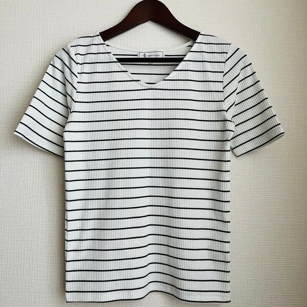 ロペピクニック ボーダー柄 Vネック カットソー 半袖 Tシャツ サイズ40
