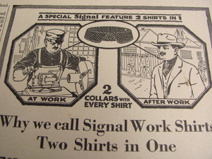 1919年 Signal Shirt ワークシャツ ビンテージオーバーオールの広告(カバーオールワークウェア古着levis501レア