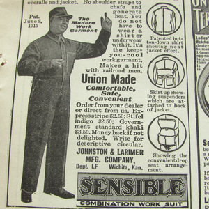 【雑誌広告】1916年 Sensible ビンテージ 広告実物 ワーク カバーオール オーバーオール 古着 激レア 10年代 USA Work