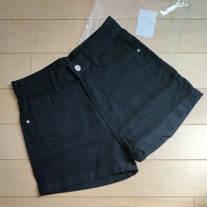 新品 レディース S★デニムショートパンツ★黒 通年素材ボトムス