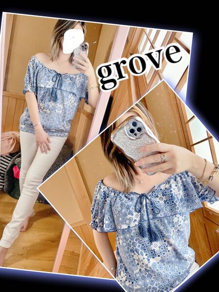 grove★タッセル付き★オフショル★ペイズリー★トップス