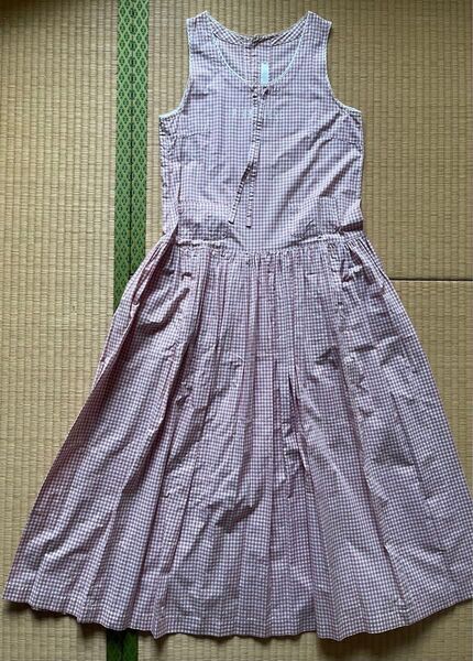ピンクハウス 80〜90年代 ピンク色ギンガムチェック ノースリーブワンピース 予備のボタン付き