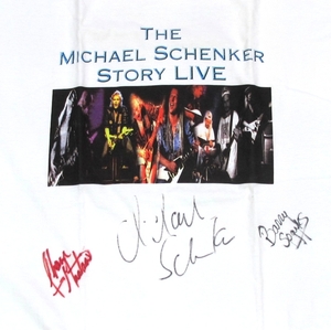 * autograph autograph Michael *shen car MICHAEL SCHENKER -stroke - Lee * Live STORY LIVE 25 anniversary Tour T-shirt L size new goods *