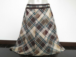 # fine quality beautiful goods [Parlmasel] pearl mashe-ru high class check skirt [40]11 number L postage 185 jpy b660