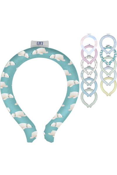 日丸優品】クールリング 子供 28度 熱中症対策 首ひんやりグッズ アイスネックリング ネッククーラー 柄 アイスパック (S, 北極熊)