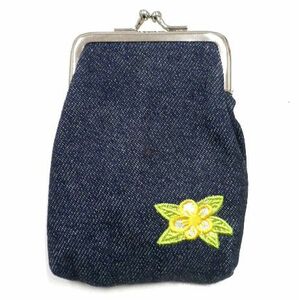  new goods stock disposal * hibiscus embroidery Denim ground bulrush . cigarettes case / change purse . as .*