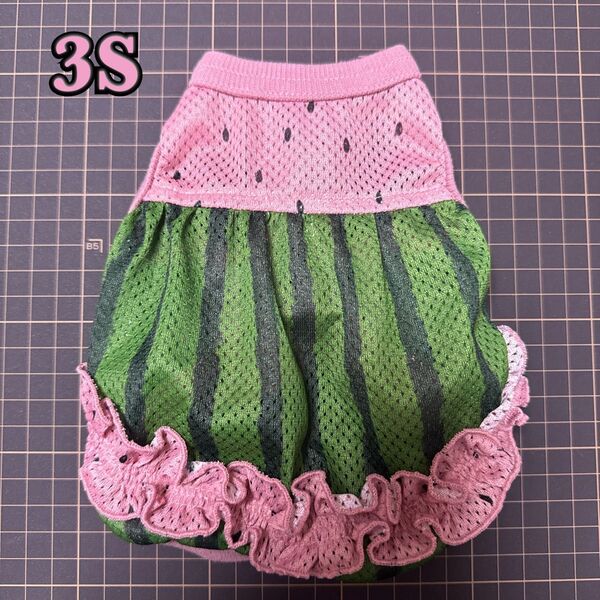 バルーンタンク 3Sサイズ なりきりスイカ ピンク ハンドメイド 犬服