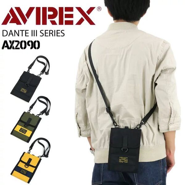 ネックホルダー AVIREX 新作 メンズ 男女兼用 ユニセックス ブランド 斜め掛けバッグ ショルダーバッグ アヴィレックス AX2090 ブラック