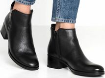 Clarks 24cm ブーツ ジッパー ブラック 黒 レザー 革 チェルシー サイドゴア スリッポン ローファー バレエ スニーカー パンプス AB60_画像4