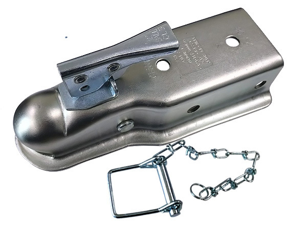 トレーラー ボールカプラー ヒッチカプラー 3インチ(約76.2mm)角フレーム用 2インチヒッチボール対応 チェーン付きカプラーロック付属 08b