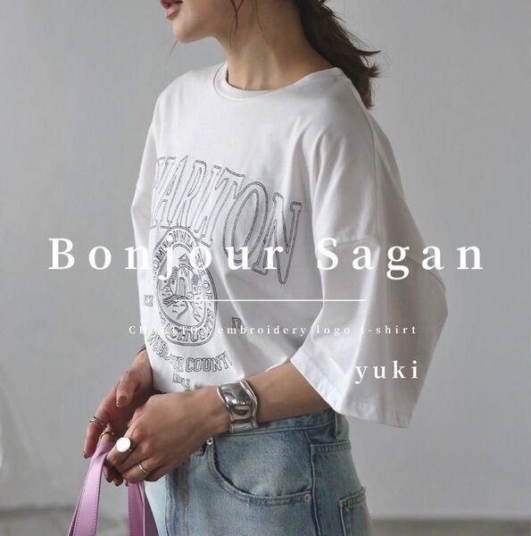 【新品/タグ付き】Bonjour Sagan CHARLTON刺繍ロゴTシャツ ow