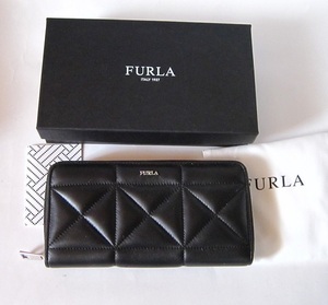 FURLA/ Zippy long wallet / new goods / quilting / black /* repeated price cut / popular /. bargain 