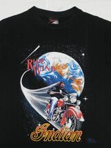 ☆ 90s USA製 ビンテージ Indian Motocycle インディアン モーターサイクル RIDE THE WIND Tシャツ sizeM 黒 ☆古着 OLD 3D EMBLEM Harley_画像2