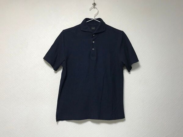 本物エディフィスEDIFICEコットン半袖ポロシャツメンズサーフアメカジミリタリーワークビジネススーツゴルフスポーツ紺ネイビーM