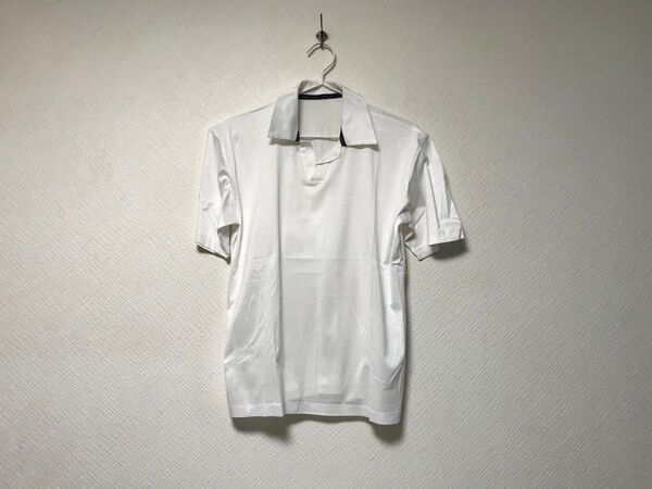 本物コルネリアーニCORNELINIコットン光沢半袖ポロシャツメンズサーフアメカジビジネススーツゴルフ白ホワイトLイタリア製