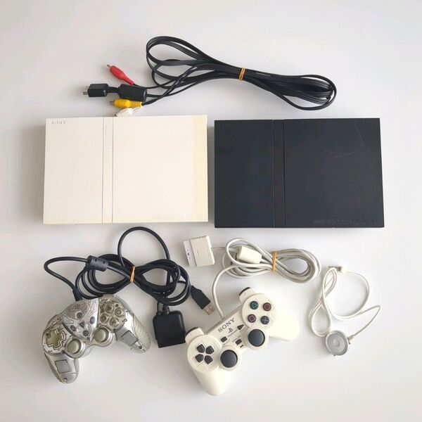 PlayStation2薄型本体 SCPH-70000(黒)/ SCPH-75000(白) コントローラーほか 6点セット