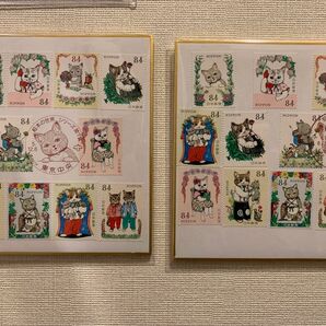 【200円値下げ】ヒグチユウコ切手 初日限定スタンプ押印 ミニ色紙2枚