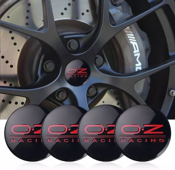OZレーシング センターキャップ ステッカー 4枚セット 56mm ブラック
