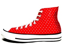 即決★CONVERSE★26cm ハイカットスニーカー コンバース メンズ 7.5 赤 レッド 8ホールシューズ ドット柄 オールスター 水玉_画像3