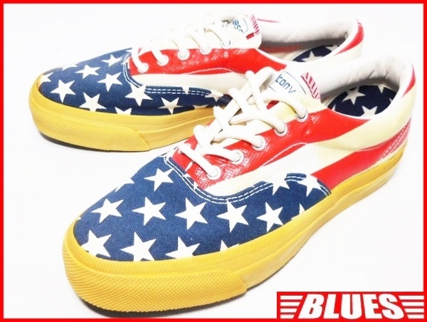 即決★CONVERSE★24cm スキッドグリップ ローカットスニーカー コンバース メンズ 星条旗柄 ビンテージ復刻 アメリカ国旗 ビンテージ加工