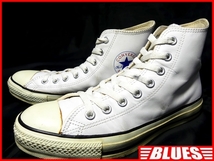 即決★CONVERSE★25.5cm レザーハイカットスニーカー コンバース メンズ 7 白 ホワイト 本皮 8ホールシューズ 本革 オールスター_画像1