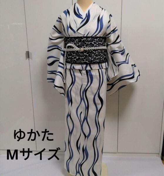 浴衣 ユカタ サイズM 白 ネイビー 黒 浴衣単品 Mサイズす ※帯は別売りです