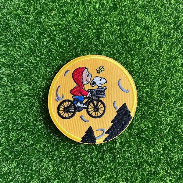 スヌーピー 自転車 アイロンワッペン