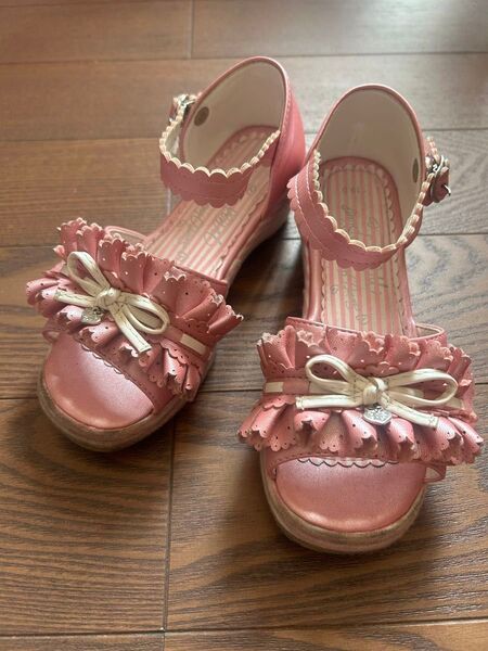 メゾピアノ サンダル 19.0cm ピンク リボン mezzo piano シューズ