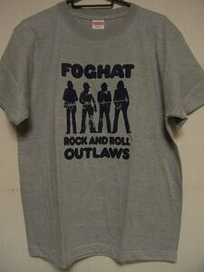 即決★新品バンドＴシャツ★フォガット★FOGHAT★ROCK AND ROLL OUTLAWS★グレーボディ×ネイビープリント★S/M/L/XLサイズ対応可能