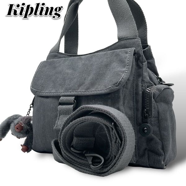 美品 キプリング Kipling 2way ショルダー ハンドバッグ ナイロン