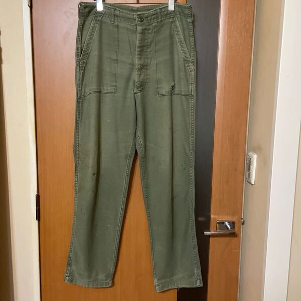希少 70s『US ARMY』VINTAGEコットンサテンベイカーパンツ アメリカ軍 軍物 ミリタリー 軍パン ヴィンテージ ビンテージ 古着 70年代