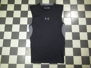 * Under Armor * прекрасный товар SM мужской Golf безрукавка компрессионный внутренний UA HEATGEAR ARMOUR SL V-NECK черный