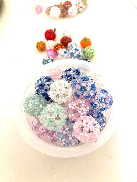 ハンドメイド 花編みビーズボール アクセサリーパーツ カスタムペン対応 インテリア