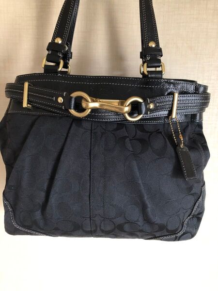 # コーチ COACH #キャンバス #レザー #トートバッグ #ハンドバッグ #ブラック