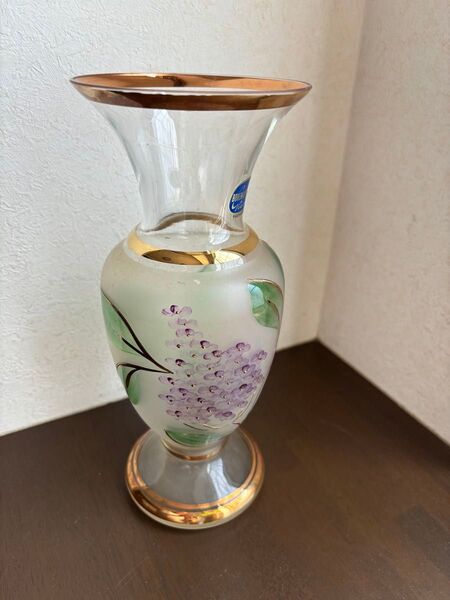 最終値下げボヘミアグラス花柄の花瓶チェコスロバキア