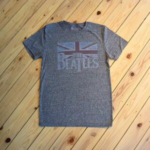 USA古着 Beatles 半袖 Tシャツ 杢グレー Sサイズ 美品 ロック バンド ビートルズ ジョンレノン アメリカ仕入 ユニオンジャック T0382