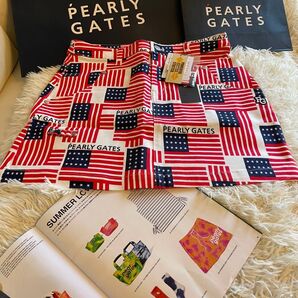 パーリーゲイツパワフルコットンストレッチ 星条旗プリント スカート イズ2