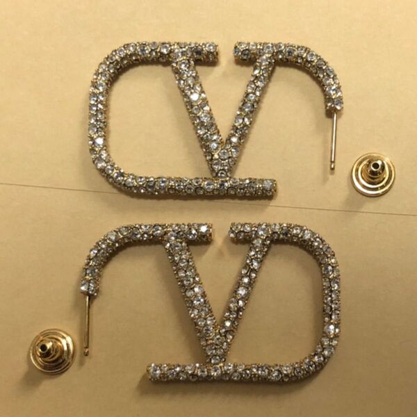 ヴァレンティノ VALENTINO ピアス レディース Vロゴ シグネチャー メタル スワロフスキー クリスタル ピアス