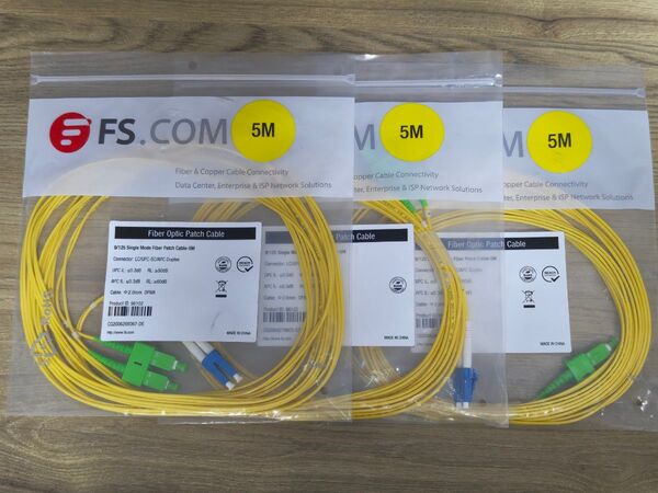 FS.COM Single Mode Fiber Patch Cable 5M LC-SC 3個セット 光ファイバー ネットワーク