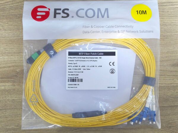 FS.COM Single Mode Breakout Cable 10M MTP-LC 光ファイバー イーサーネット サーバー