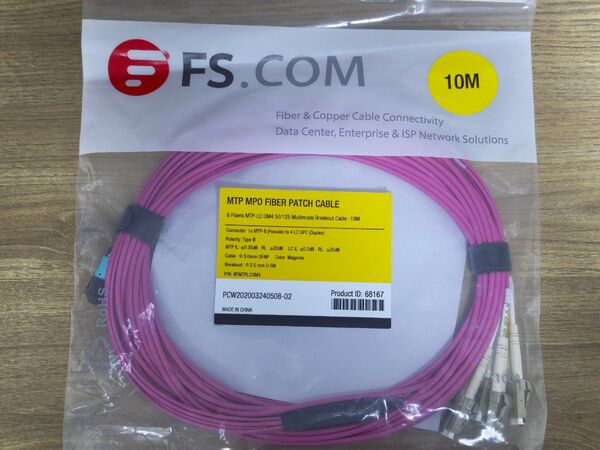 FS.COM OM4 Multimode Breakout Cable MTP-LC 10M 光ファイバー イーサーネット