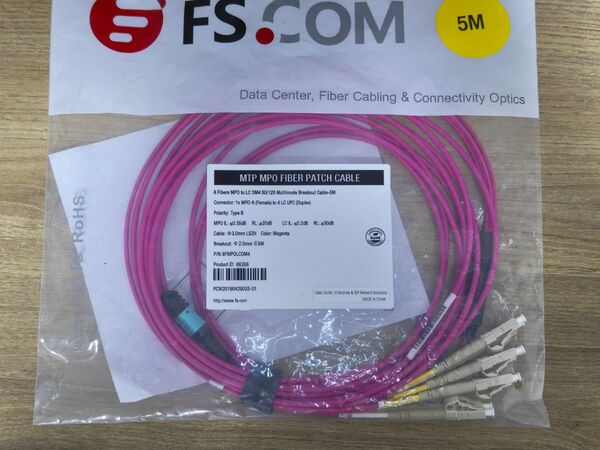 FS.COM OM4 Multimode Breakout Cable MPO-LC 5M 光ファイバー イーサーネット サーバー