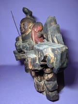 古い木彫りの恵比寿様　色彩　木彫　彫刻　恵比寿　仏像　神像　台座　大振　旧家初出し_画像5