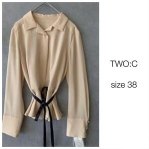 【新品未使用】TWO:C 紐リボン付きブラウス サーモンピンク