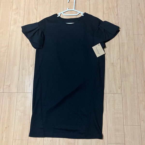 Corte Largo コルテラルゴ 膝丈ワンピース ブラック 黒 半袖 シャツ BLACK