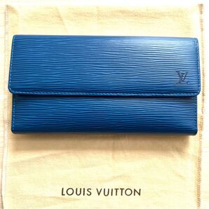 【未使用】LOUIS VUITTON ルイヴィトン エピ ポルトトレゾールインターナショナル トレドブルー M63385 希少