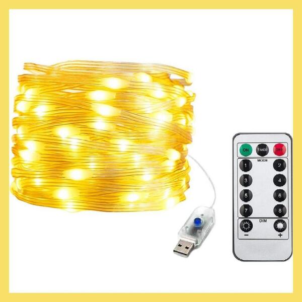 イルミネーションライト LED USB式 100球 10m 耐熱 防水 リモコン